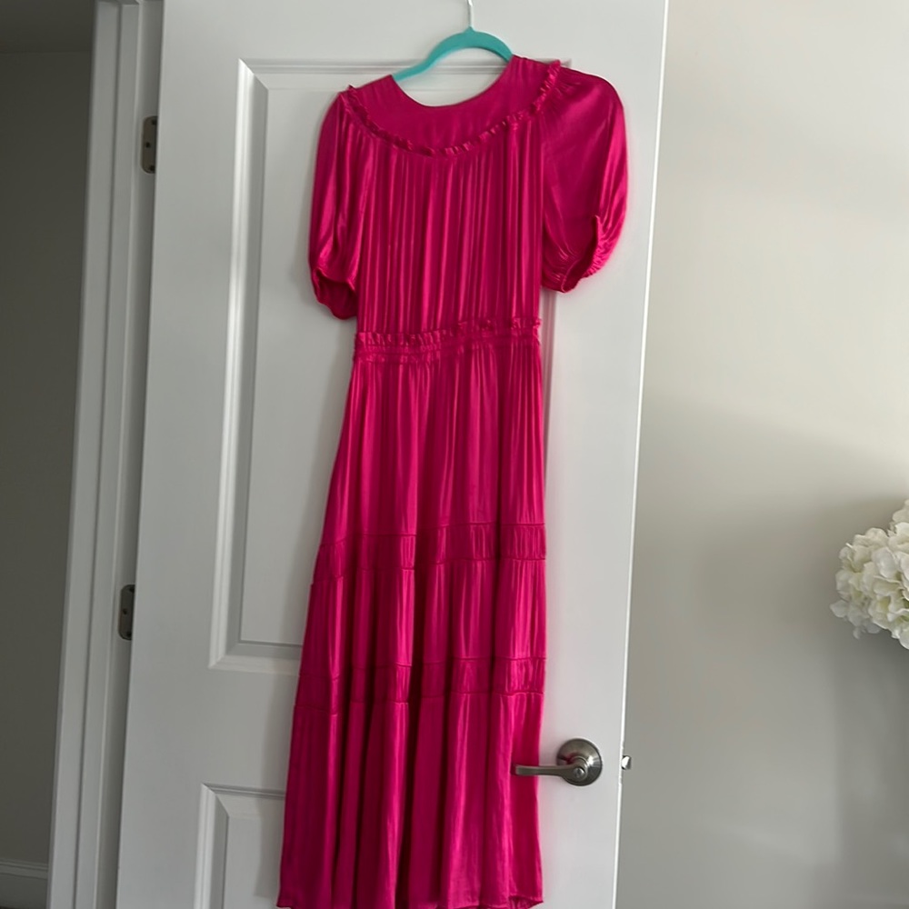 Pink dress ruffled trim